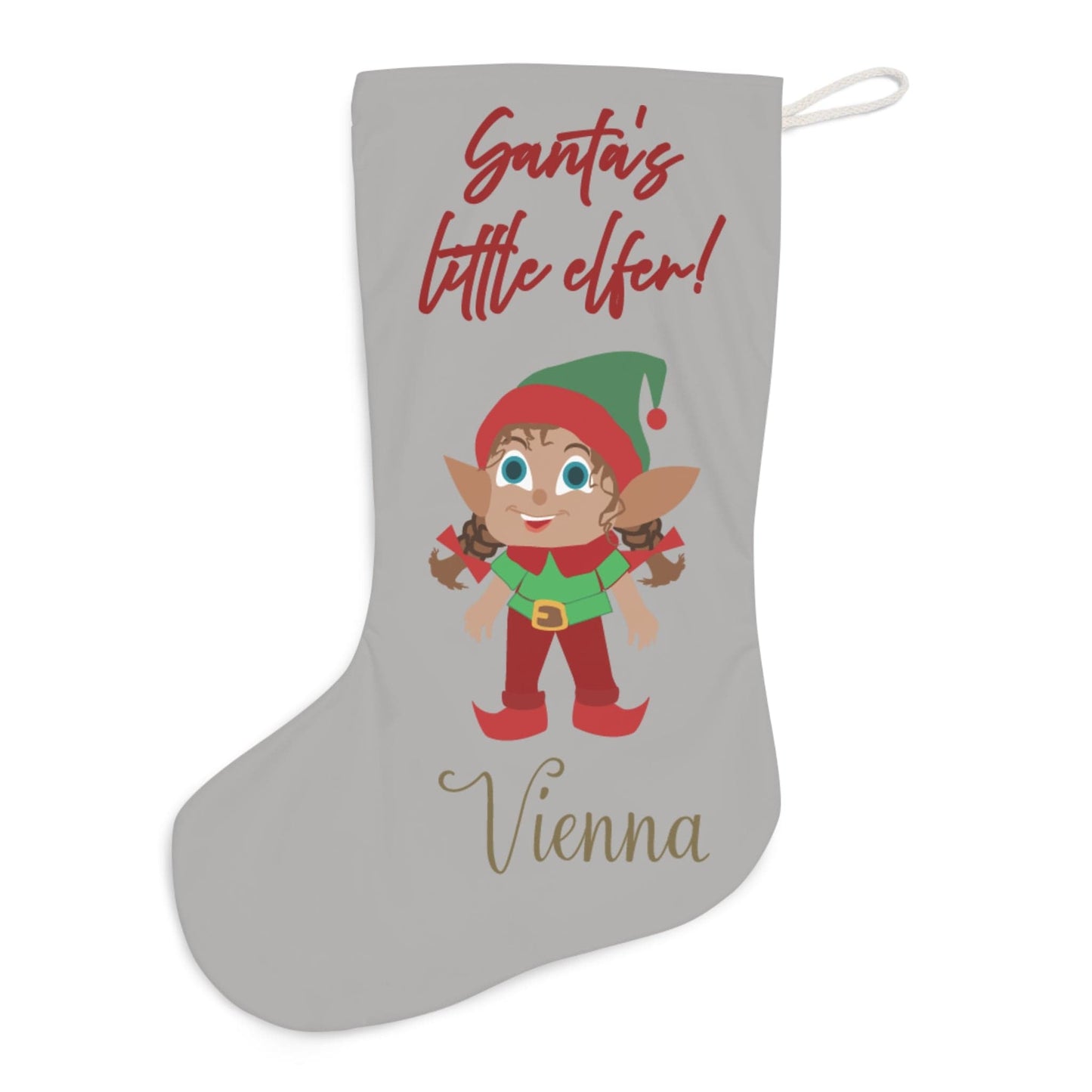 Printify Home Decor 13" × 19.3'' Christmas Stocking- Personalised Santa’s Little Elfer short hair