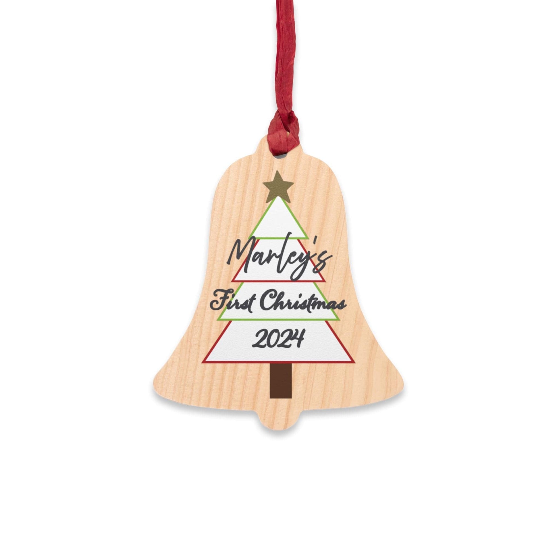 Printify Home Decor Bell / One Size Personalised First Christmas Wooden Bell Ornament- Festive Colour