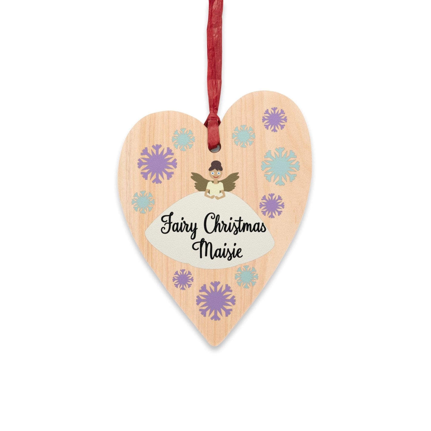 Printify Home Decor Heart / One Size Personalised Fairy Christmas Wooden Heart Ornament