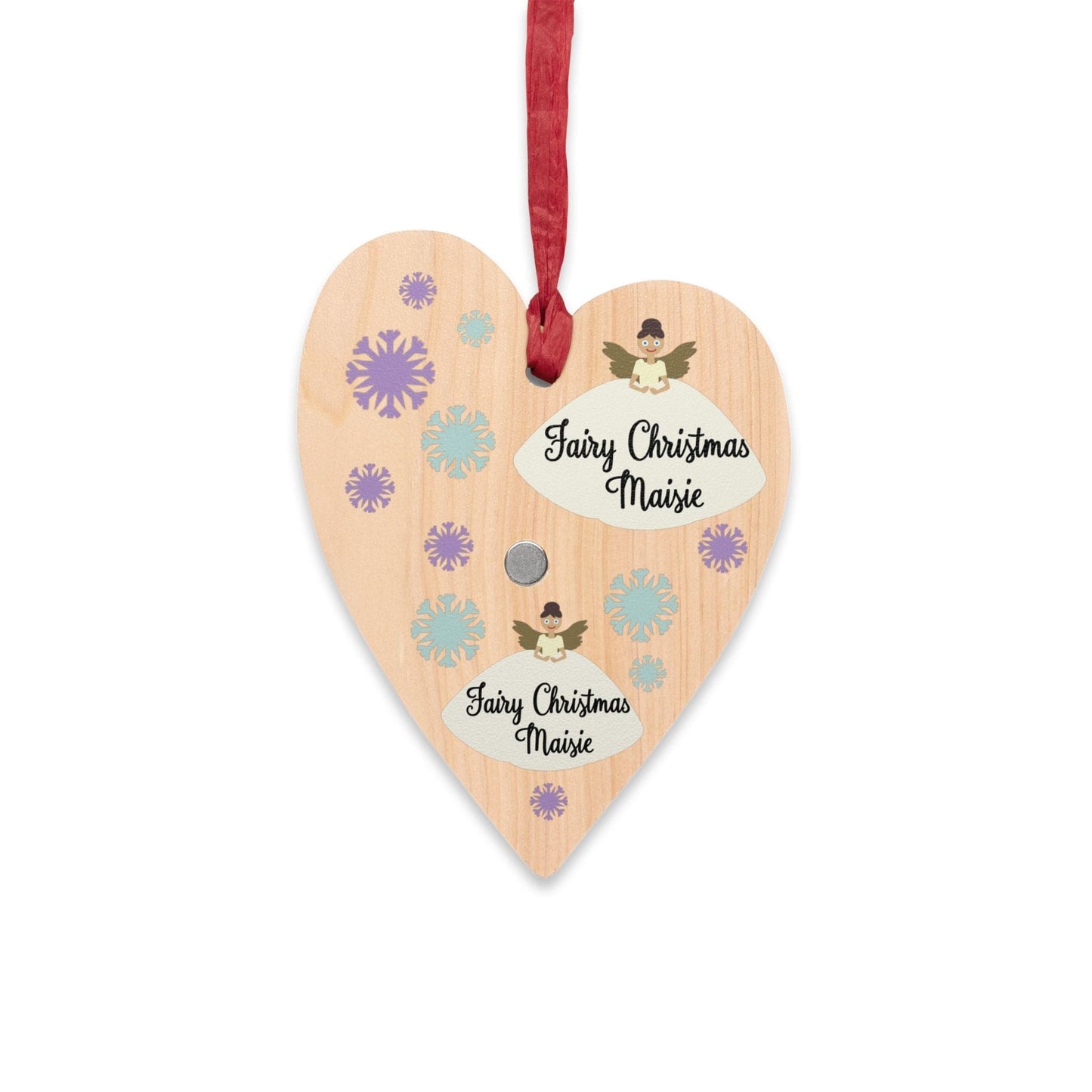 Printify Home Decor Heart / One Size Personalised Fairy Christmas Wooden Heart Ornament