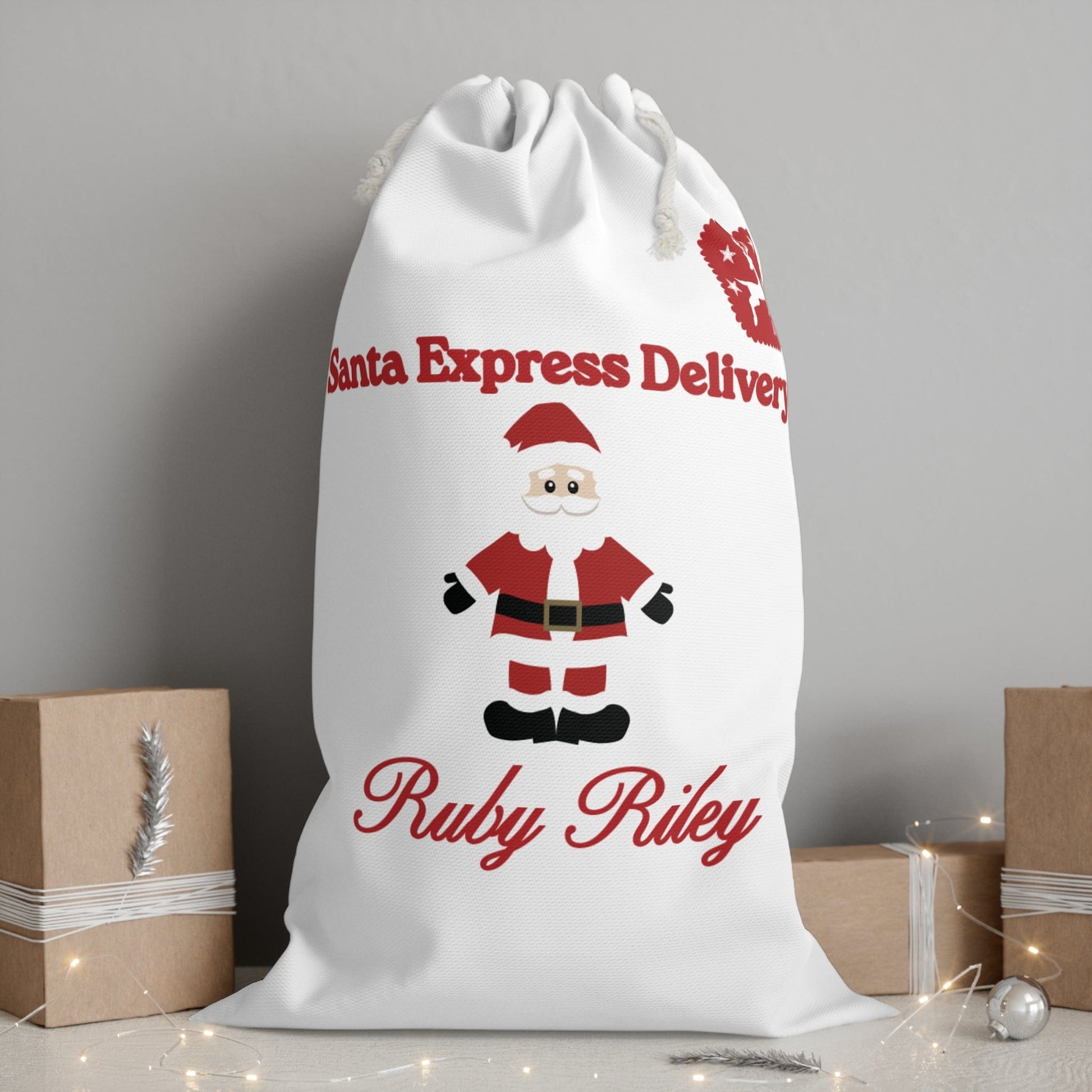 Printify Home Decor One size Personalised Christmas Santa Sack - Santa Express Delivery White