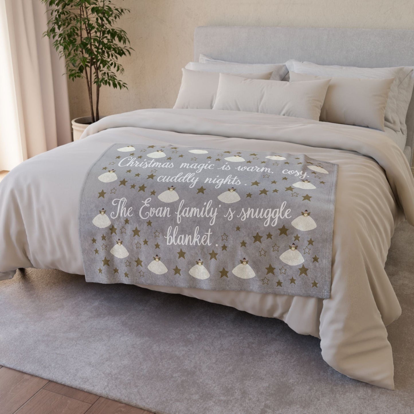 Printify Home Decor Personalised Christmas Fairy Polyester Family Blanket