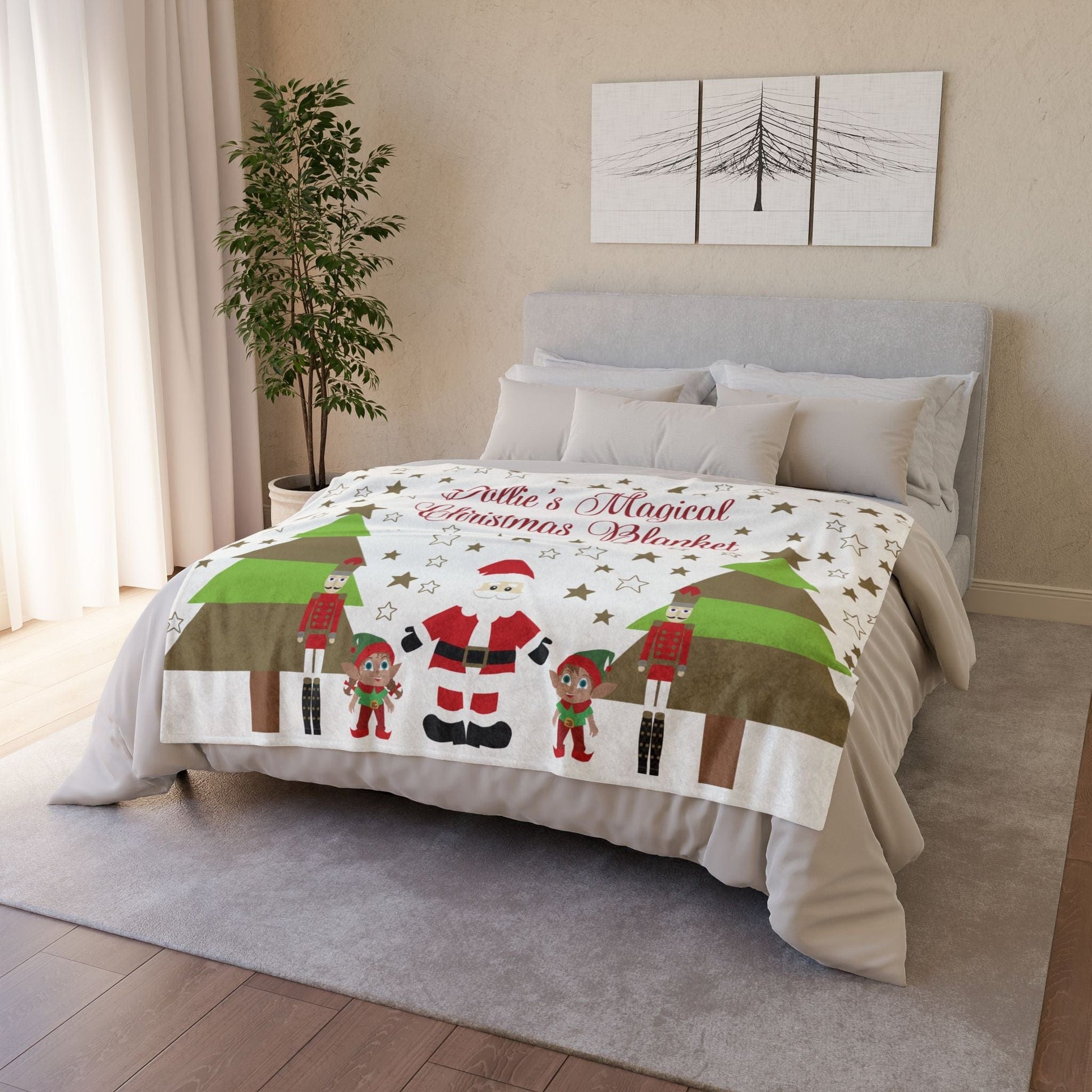 Printify Home Decor Personalised Polyester Christmas Cute Characters Blanket