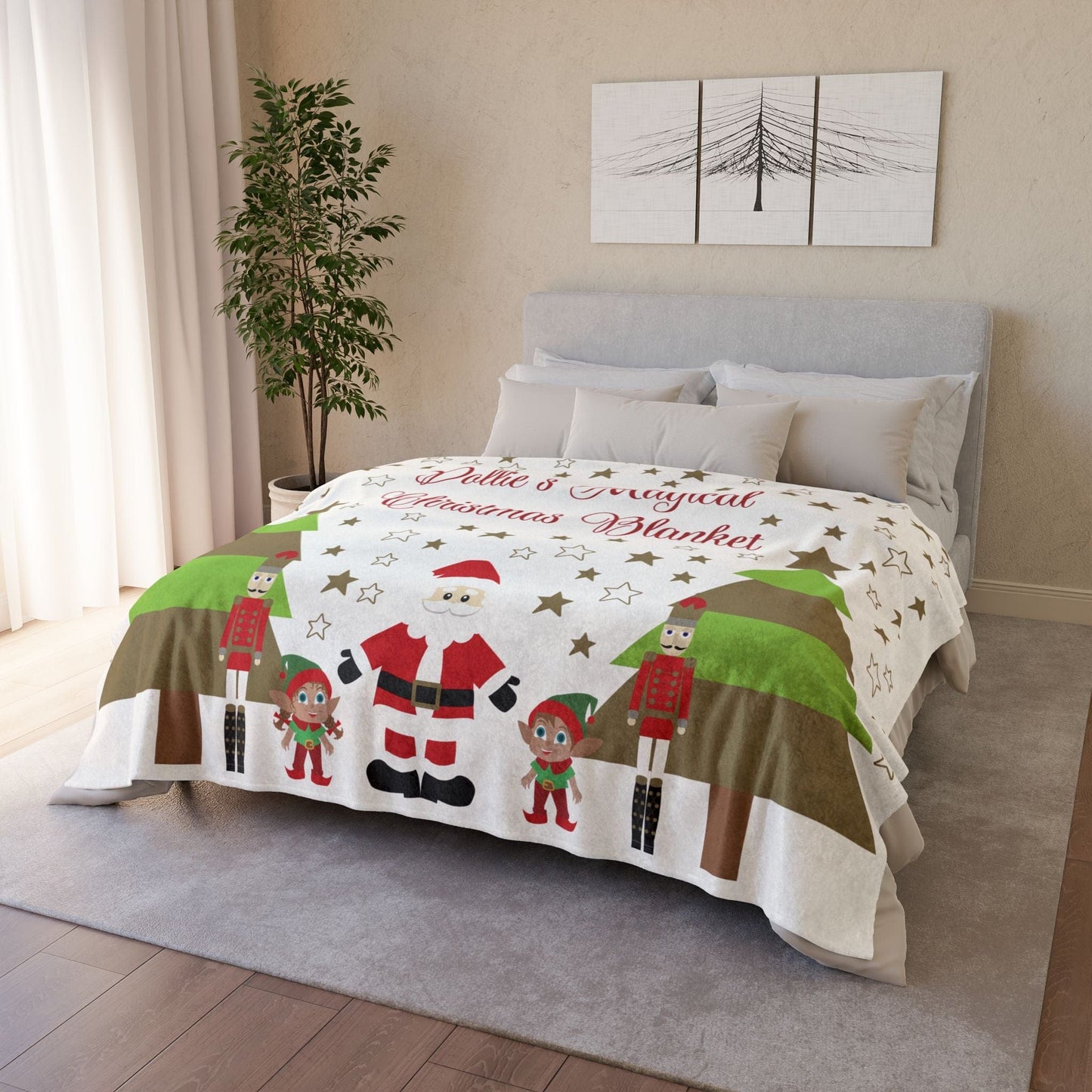 Printify Home Decor Personalised Polyester Christmas Cute Characters Blanket