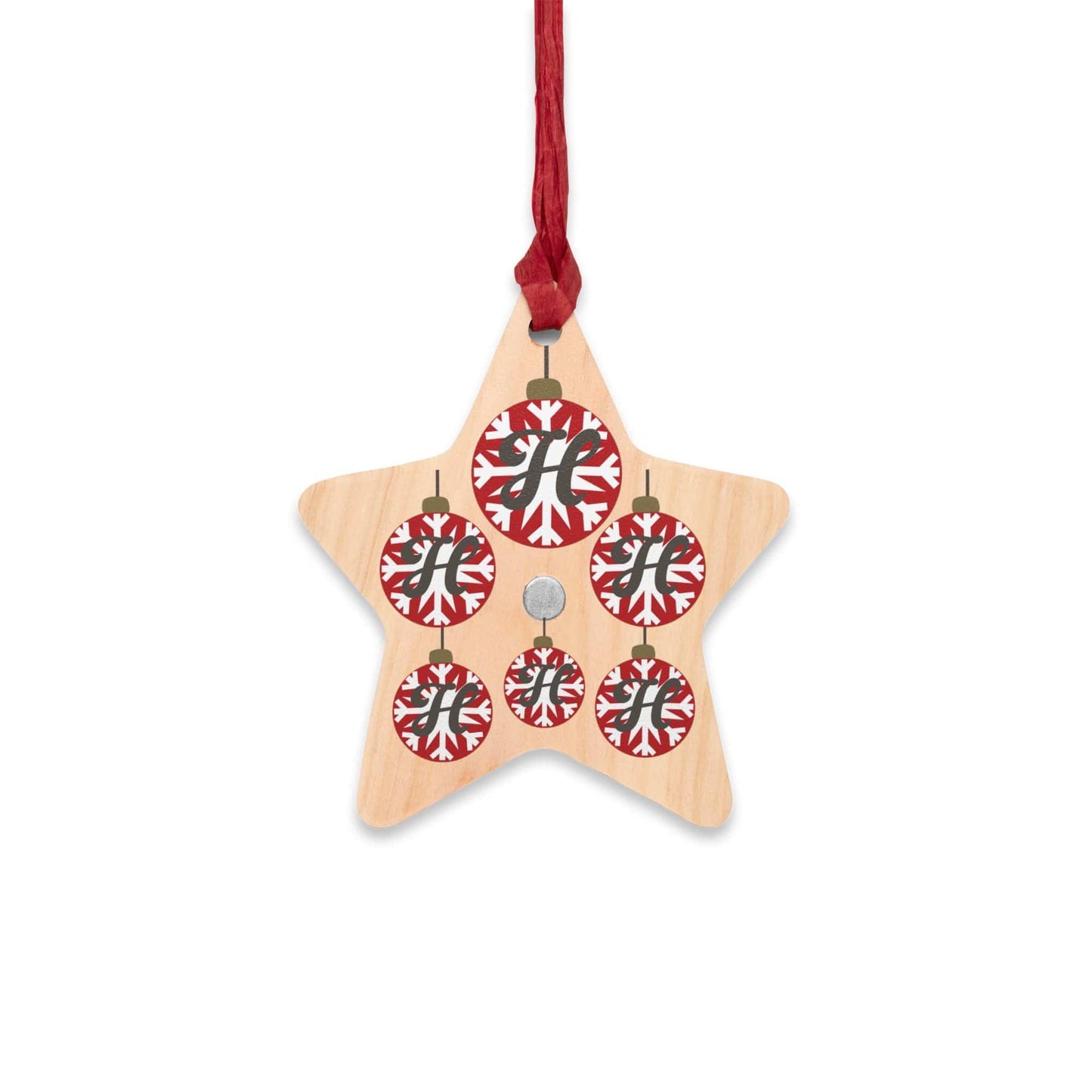 Printify Home Decor Star / One Size Personalised Alphabet Bauble Christmas Wooden Star Ornament