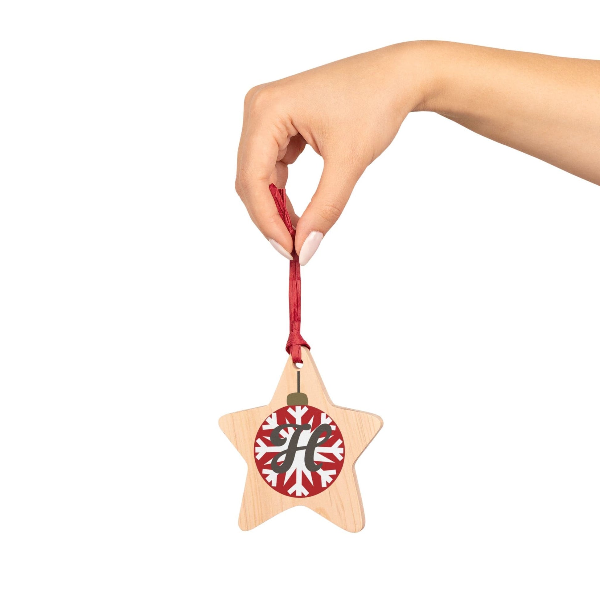 Printify Home Decor Star / One Size Personalised Alphabet Bauble Christmas Wooden Star Ornament