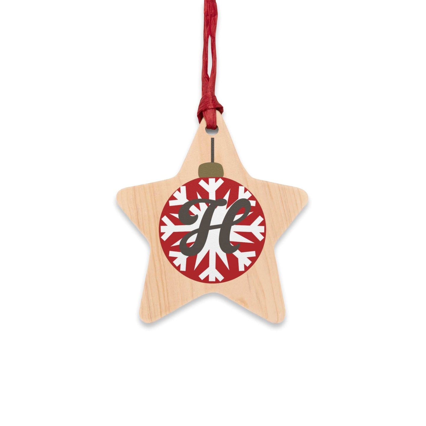 Printify Home Decor Star / One Size Personalised Alphabet Bauble Christmas Wooden Star Ornament