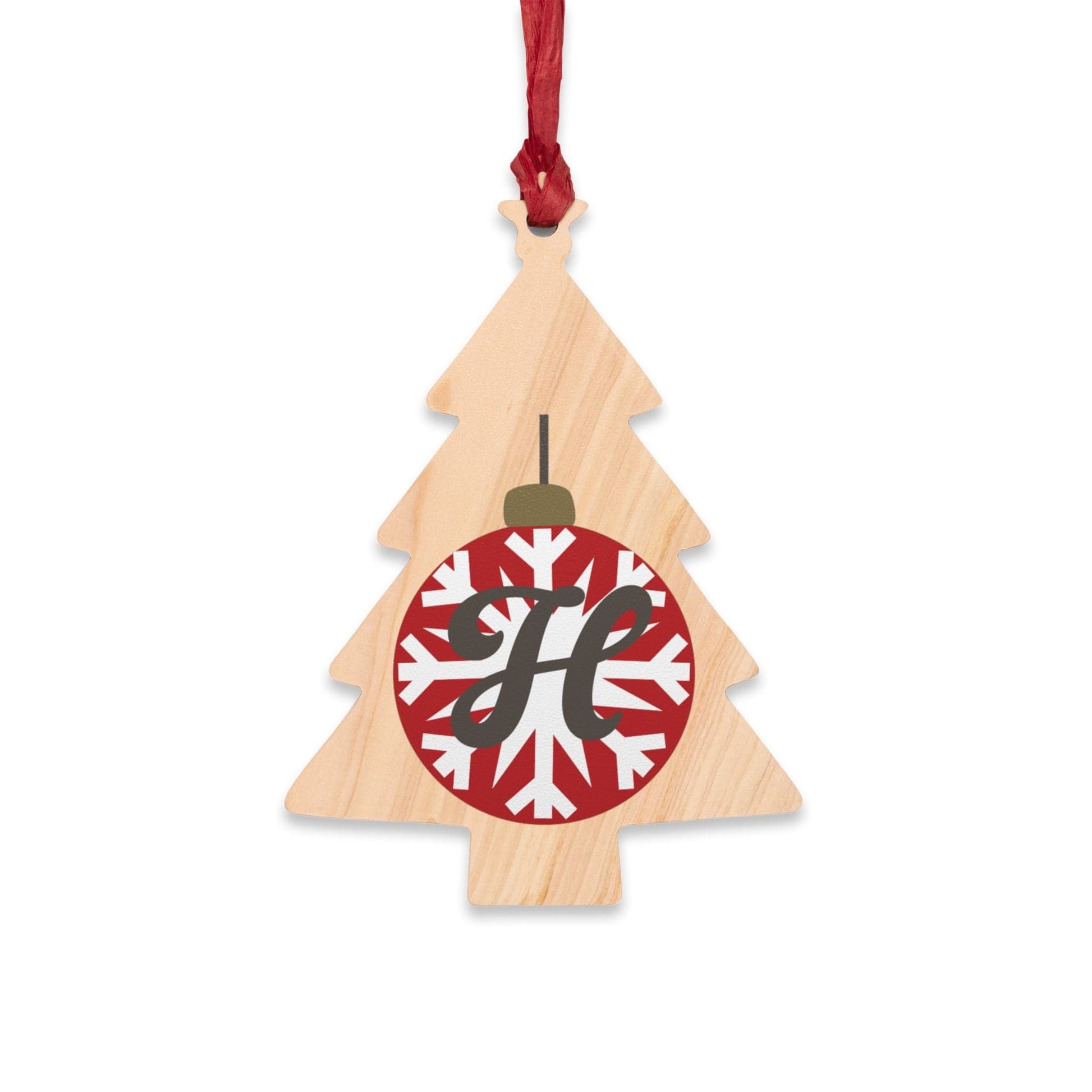 Printify Home Decor Tree / One Size Personalised Alphabet Bauble Christmas Wooden Tree Ornament