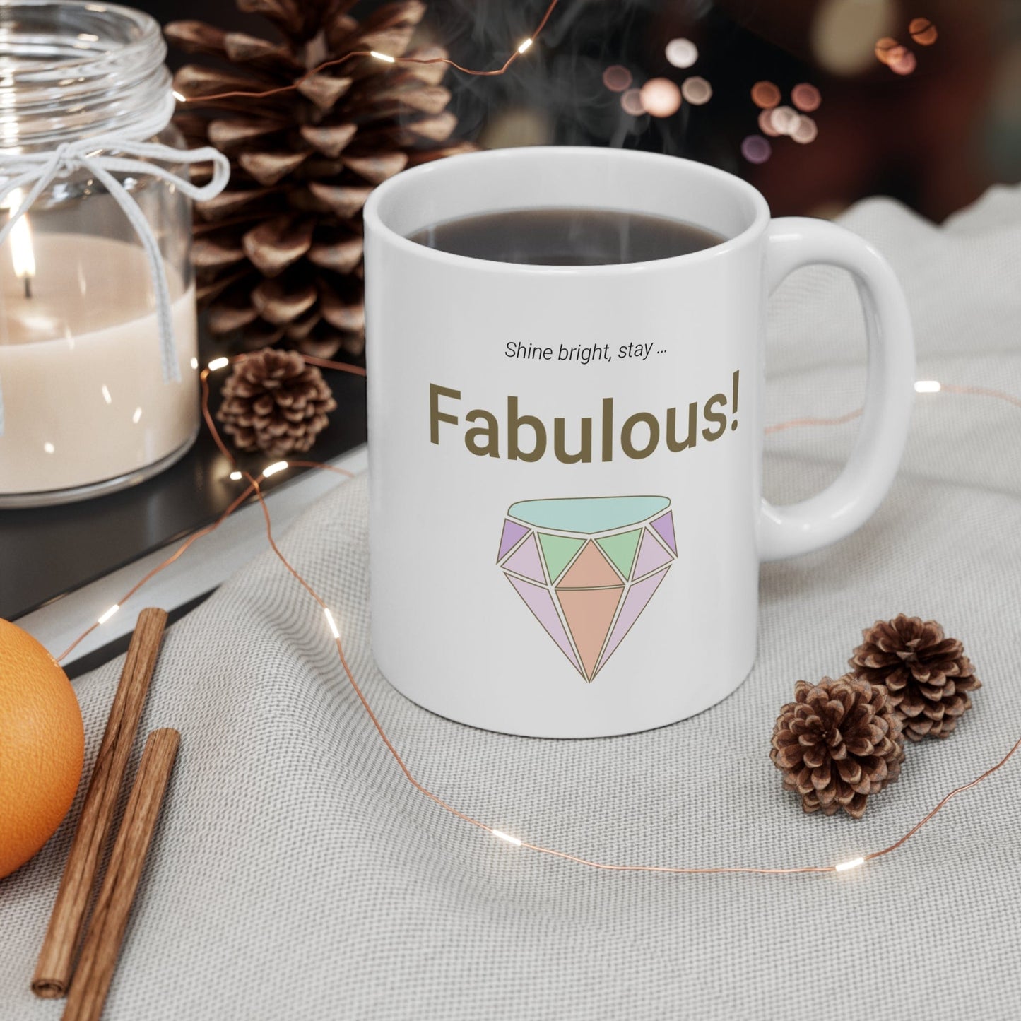 Printify Mug 11oz Fabulous Diamond Icon Mug White 11oz