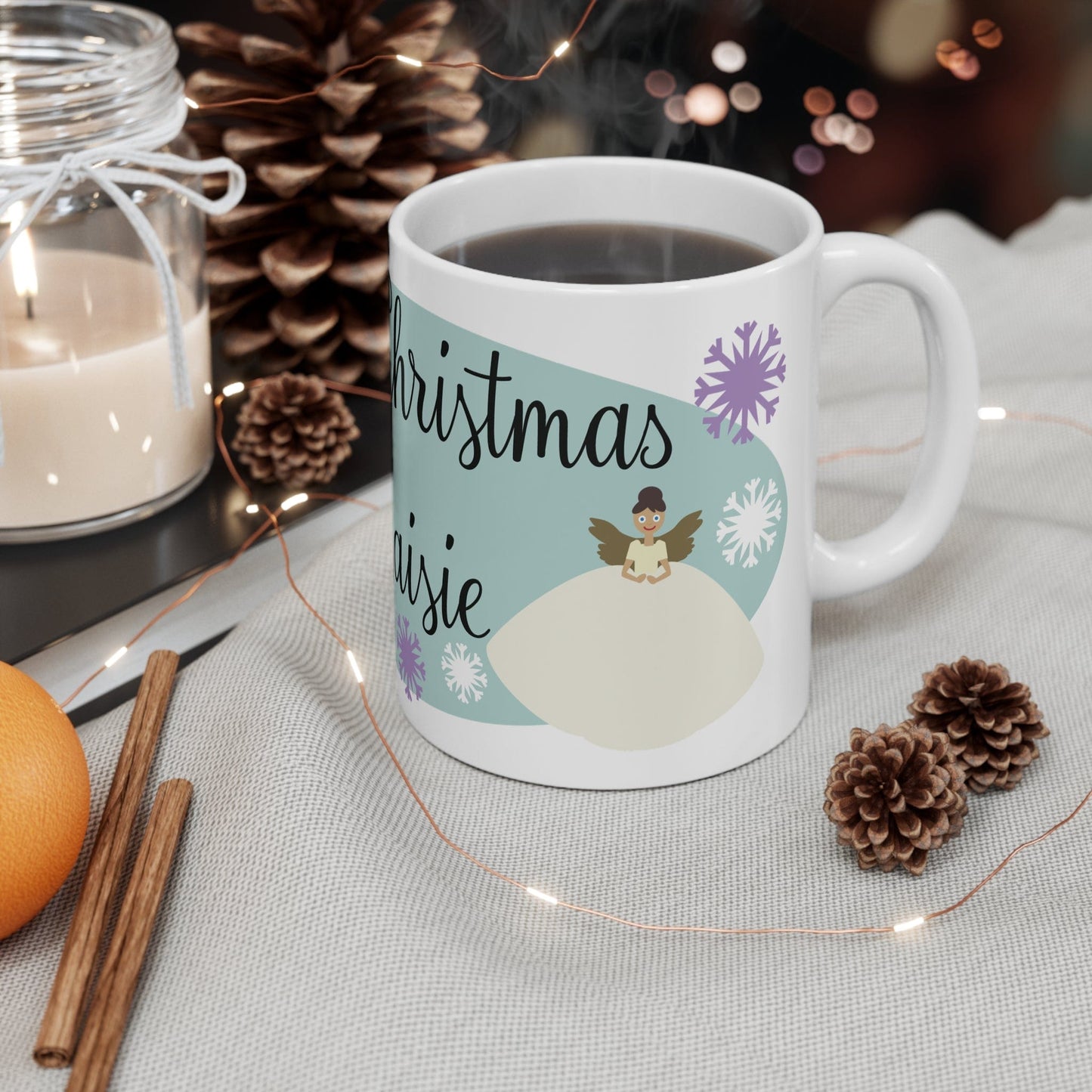 Printify Mug 11oz Mug - Personalised Cute Fairy Christmas White Mug