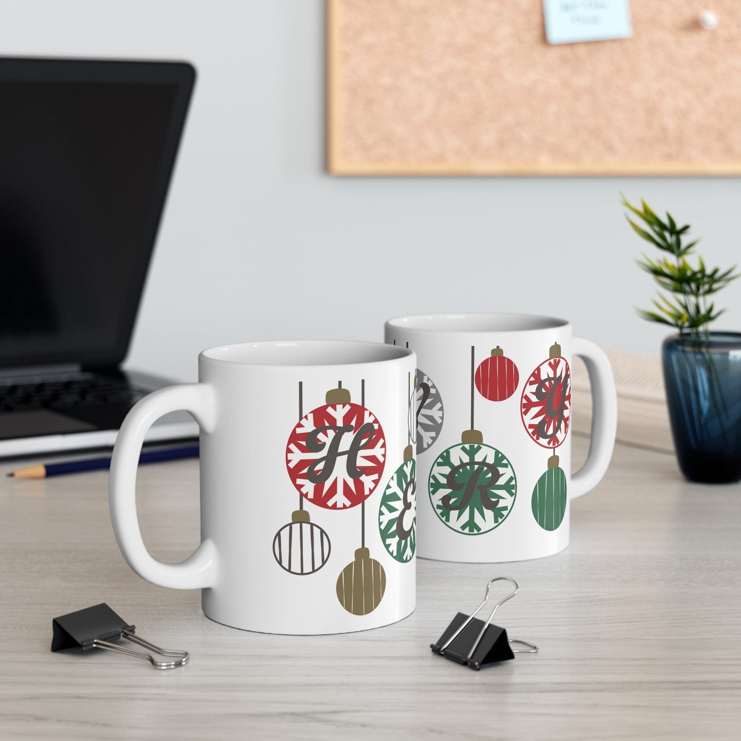 Printify Mug 11oz Personalised Christmas Bauble Name Mug