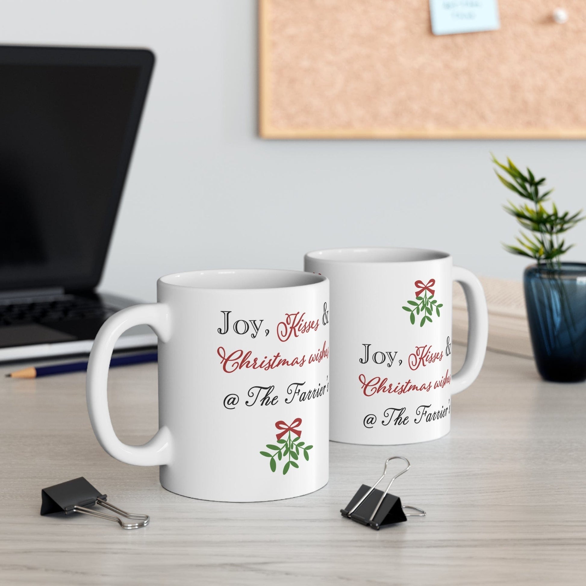 Printify Mug 11oz Personalised Christmas Mug - Joy, Kisses and Christmas Wishes