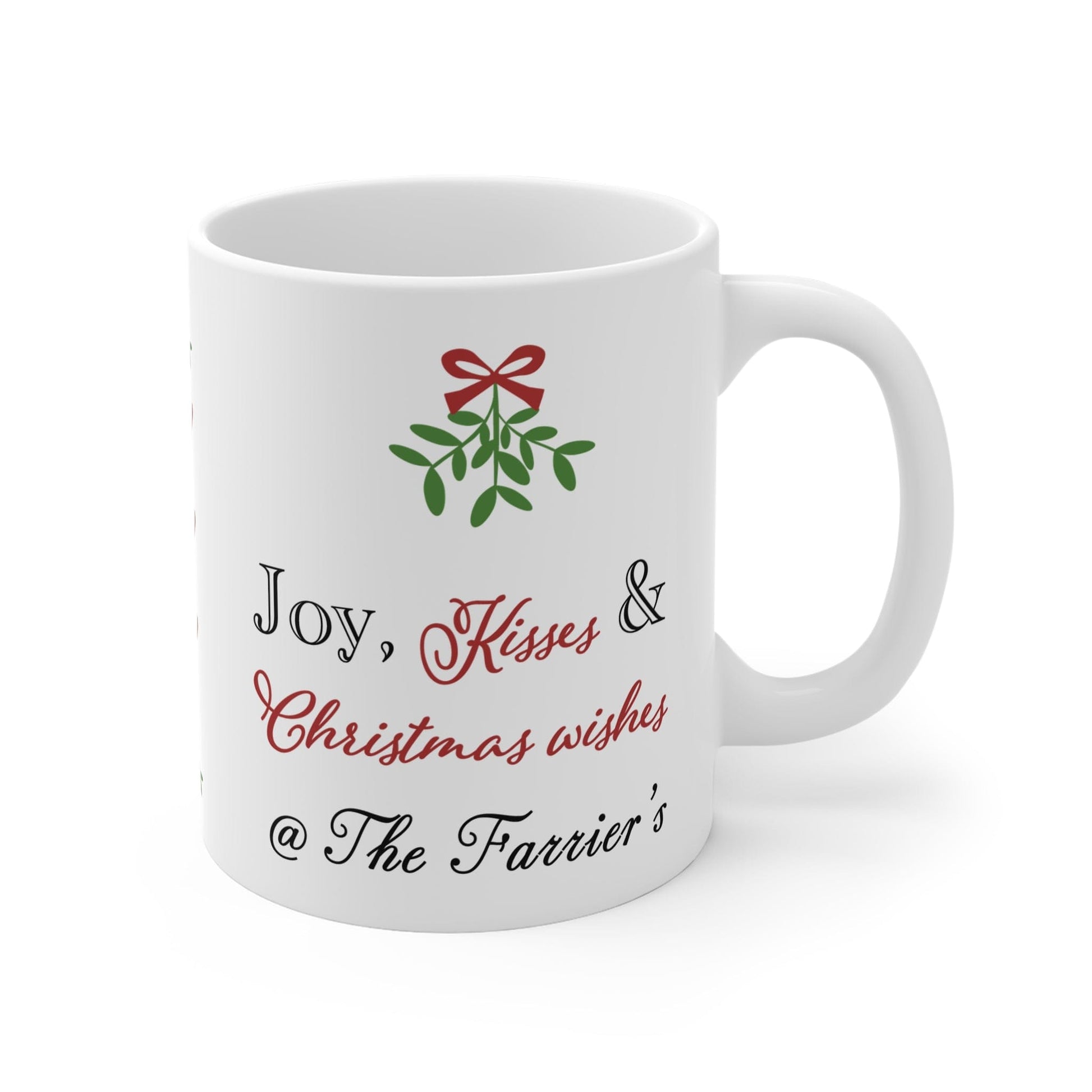 Printify Mug 11oz Personalised Christmas Mug - Joy, Kisses and Christmas Wishes