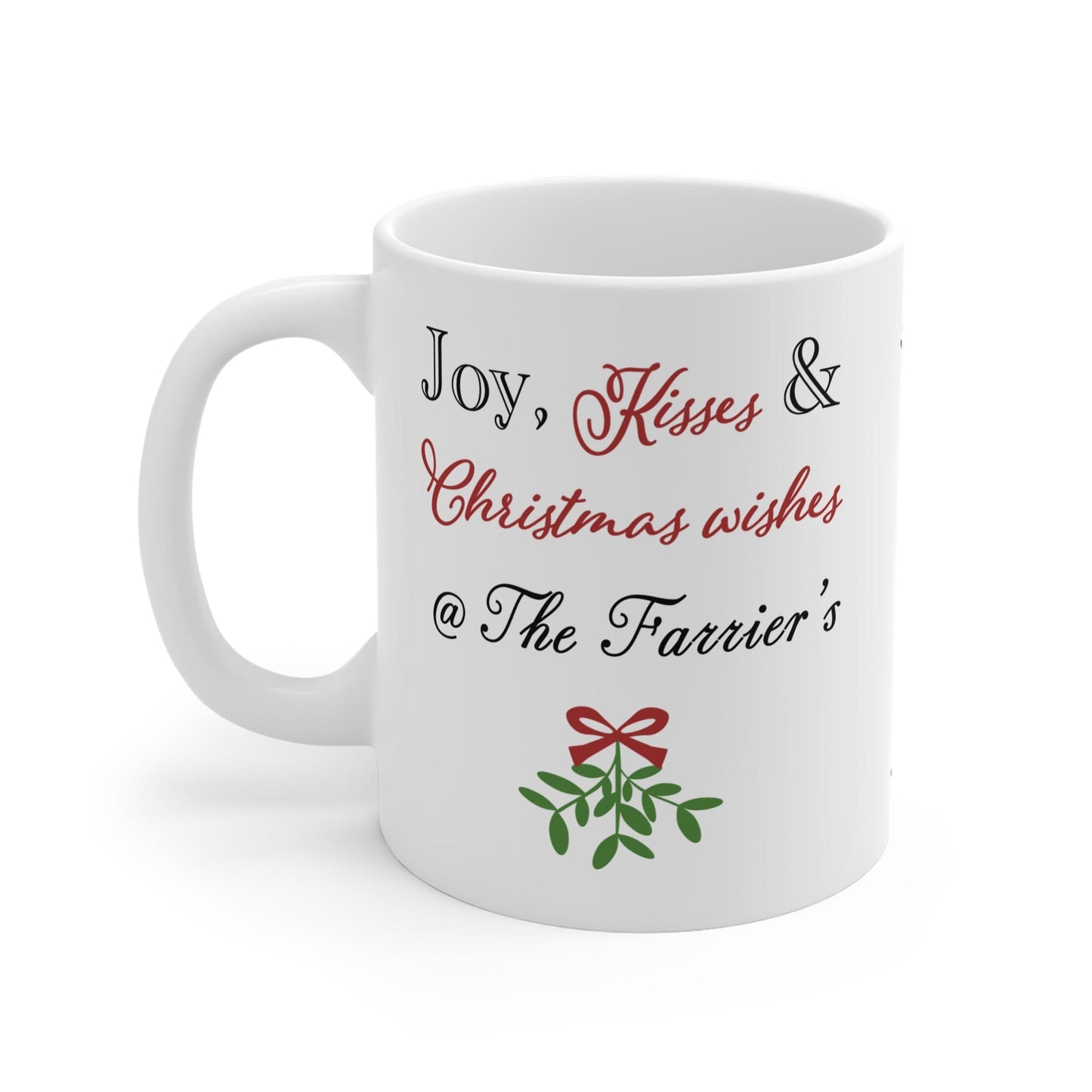 Printify Mug 11oz Personalised Christmas Mug - Joy, Kisses and Christmas Wishes