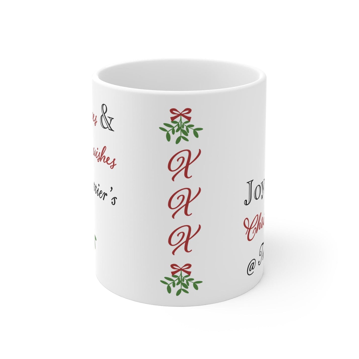 Printify Mug 11oz Personalised Christmas Mug - Joy, Kisses and Christmas Wishes