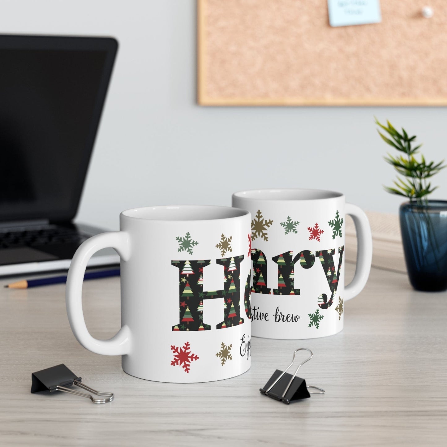 Printify Mug 11oz Personalised Christmas Print Name Mug