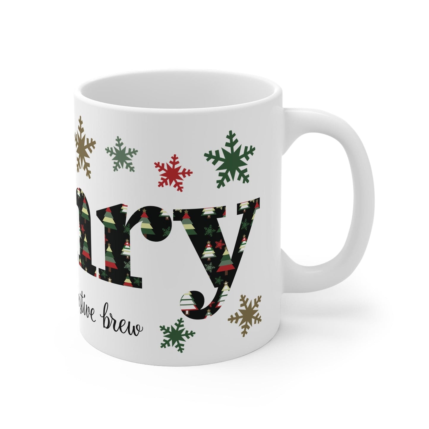 Printify Mug 11oz Personalised Christmas Print Name Mug