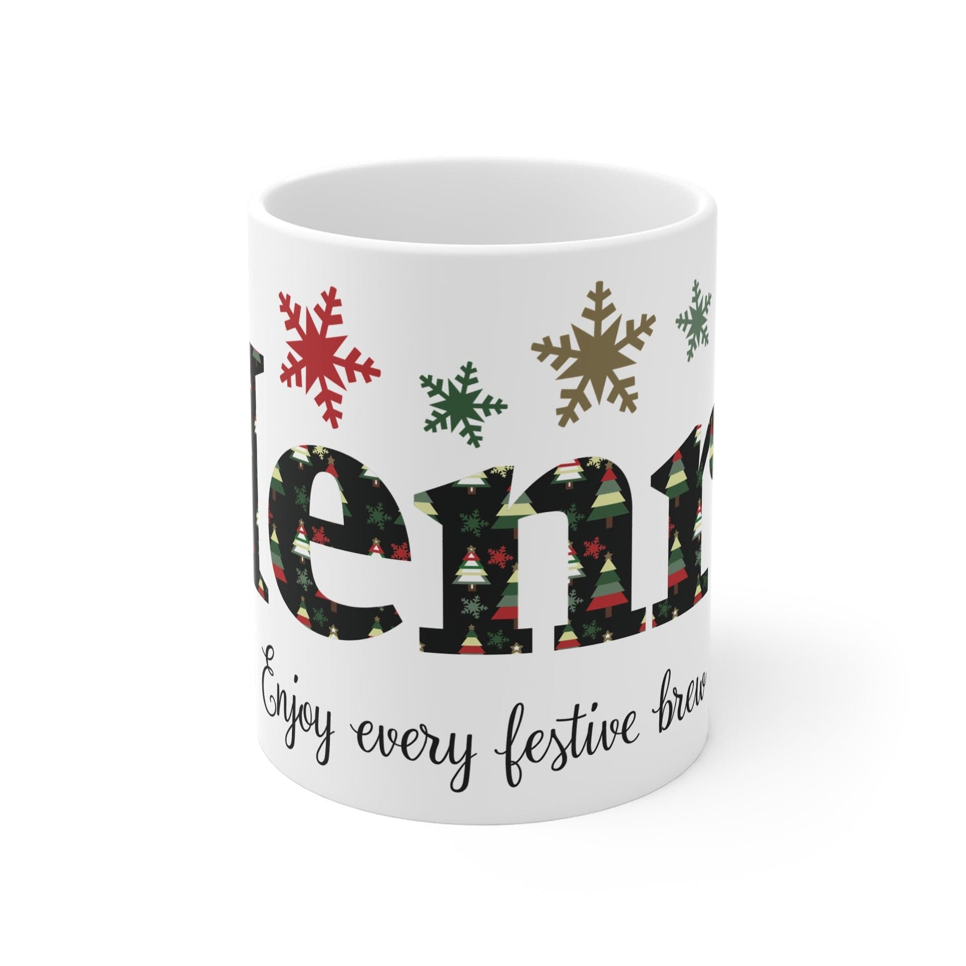 Printify Mug 11oz Personalised Christmas Print Name Mug